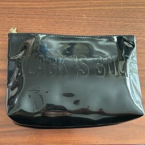 YSL YVES SAINT LAURENT patent black makeup bag cosmetic pouch case BLACK IS BOLD